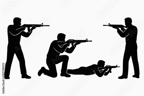 silhouettes of shooting game 