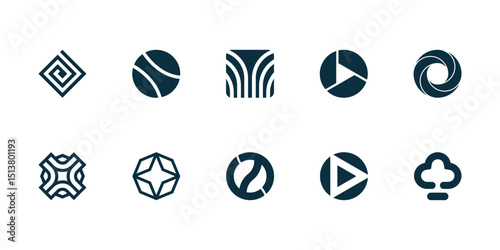 vector modern geometric logo premium template bundle