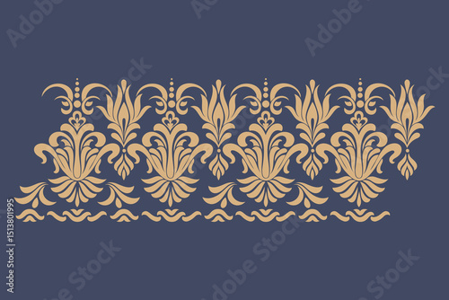 Vector damask stencil element. Floral baroque ornament pattern design. Vintage victorian arabesque motif.
