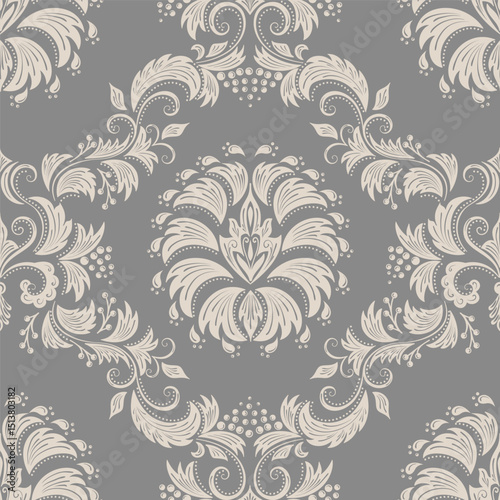 Damask seamless pattern element. Vintage classical old fashioned damask ornament, seamless texture for wallpapers, textile.