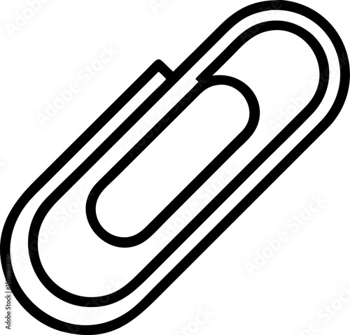 paper clip vector outline icon on white or transparent background	