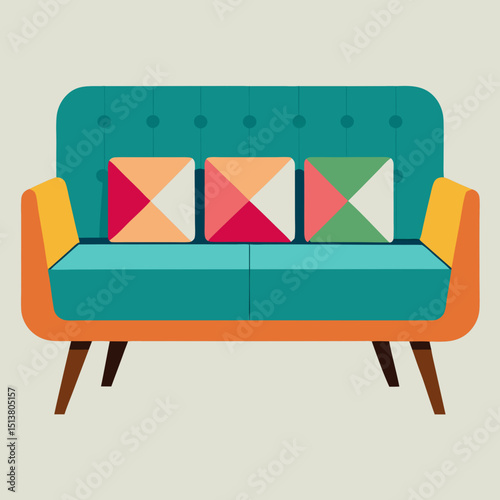 Modern minimalist sofa sleek lines neutral tones colorful vector on white background Minimalist modern sofa design vector with sleek lines and neutral 