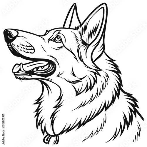 German Shepherd Dog Clipart  Bold Line Art