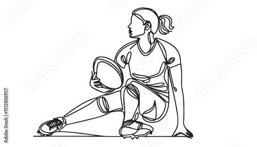 Continuous one single minimal line drawing Rugby Player