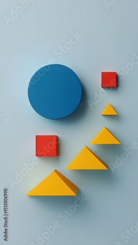 Free Download Geometric Shapes Circle, Squares, and Triangles on Blue - GFXLoad