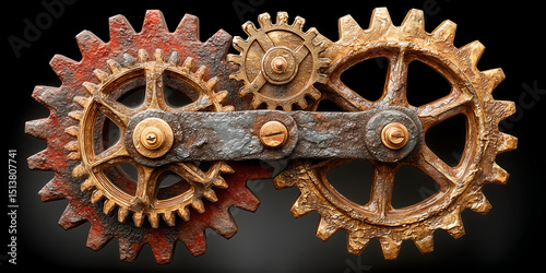 3D visualization of economic machinery showing wealthy operating polished gears while impoverished trapped in rusted cogs