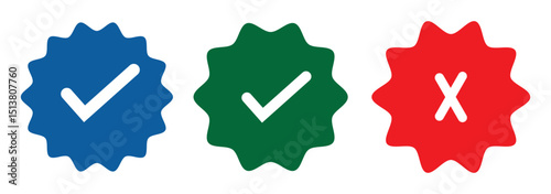 Blue tick verified badge icon vector. design eps 10 