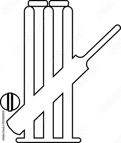 Cricket wicket icon . trendy flat and line styles. Cricket game vector isolated on transparent background. cricket tournament wicket out elements template. vintage for clubs and team. Sports sign web