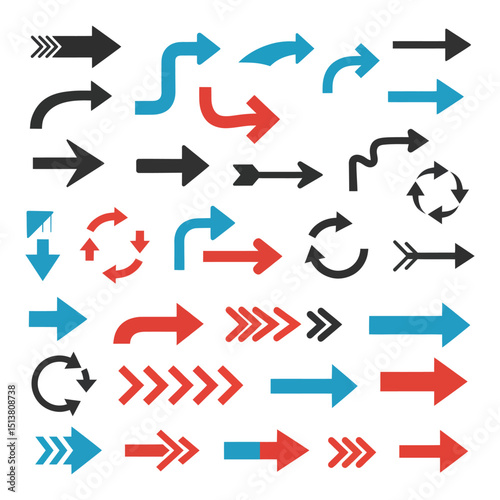 A Collection of Arrows Different Shapes and Color Variations	