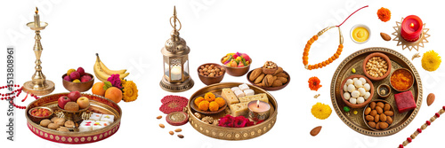 Set of Karwa Chauth Thali isolated on a transparent background