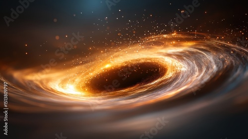 A stunning abstract visual representation of a swirling black hole, combining dynamic colors and particles, evoking curiosity about the universe and its mysteries.