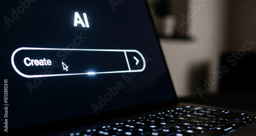AI Create Text on Laptop Screen | Artificial Intelligence Software Interface for Technology and Innovation Marketing