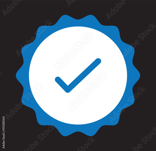 Verified badge profile icons set. Social media checks, guaranteed signs, blue check marks. EPS 10 