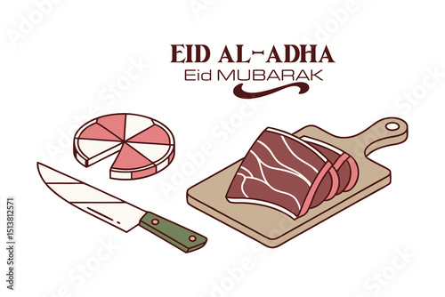 Eid Al-Adha Festival of Sacrifice Meat Cutting Traditional Islamic Holiday Celebration