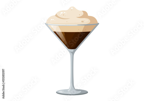 Festive cream cocktail in martini glass
