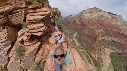 Narrow Ledge on Angels Landing In Zion National Park