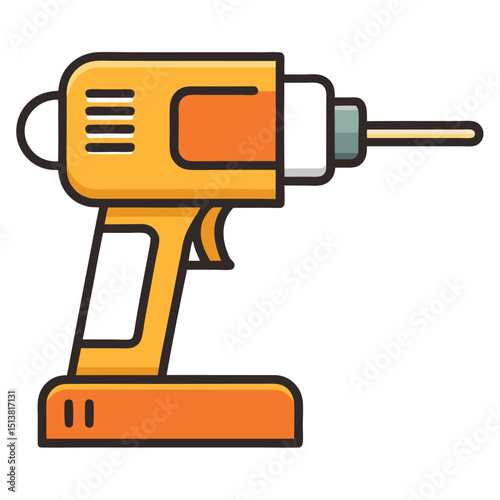 Isolated Drill Machine Outline Icon on White