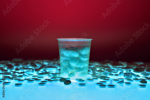 Danger overmedication or drug addiction photo