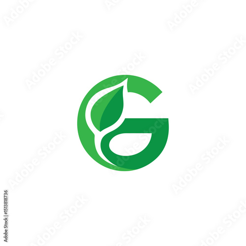 g letter with green leaf logo, eco logo, green logo, g logo, green g