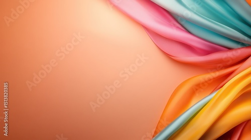 A dynamic display of flowing fabrics in soft pastels and bold colors creates a vibrant texture, symbolizing creativity, freedom, and elegance in modern design and fashion aesthetics.