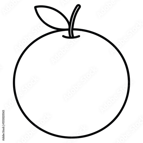 Line Art of an Orange on White Background