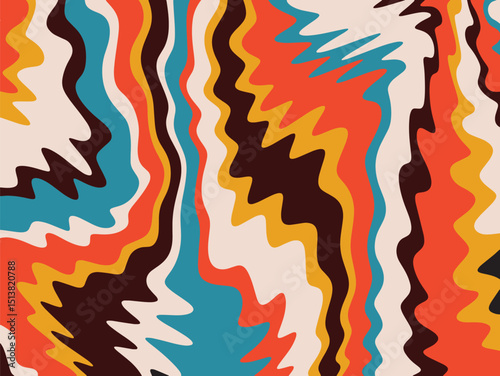 Abstract Swirling Lines Vibrant Retro Color Palette Design, perfect for textile prints and unique wall art.