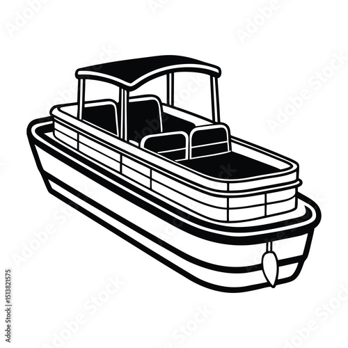Pontoon Boat Outline SVG