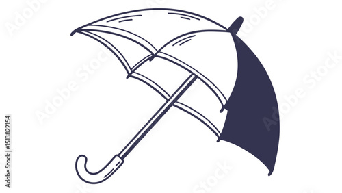 Minimalist Vector Art of a Single Umbrella