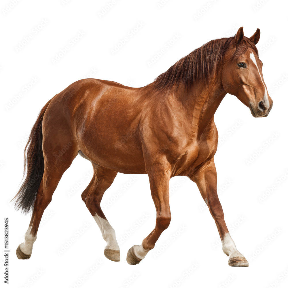 Obraz premium Majestic Chestnut Horse in Motion with Transparent Background