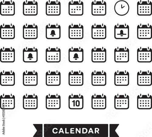 Simple calendar icon set design featuring various calendar icons in a minimalist style suitable for websites and applications