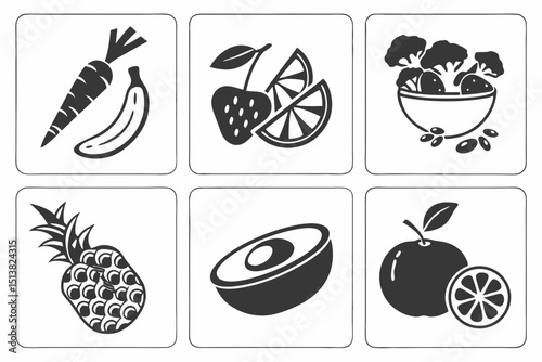 fruit icons set