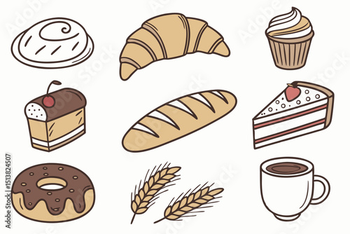 vector set of bread
