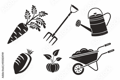set of gardening tools