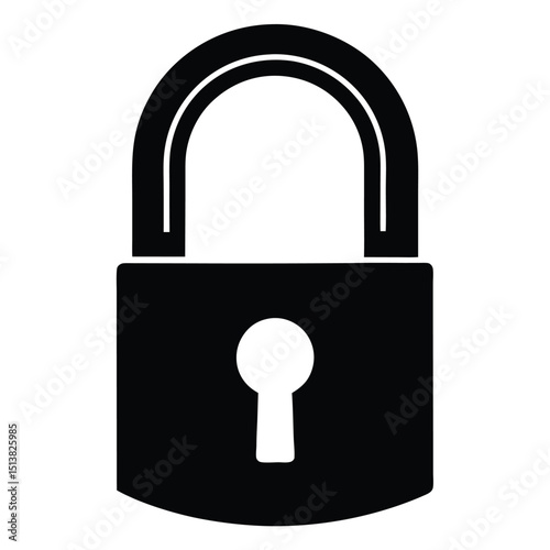 Silhouette of Open Padlock with Curved Shackle