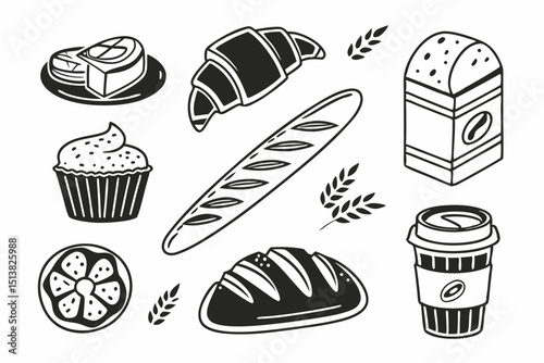 vector set of bread