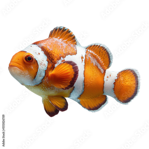 Vibrant Clownfish: A Marvel of the Ocean on a white background.