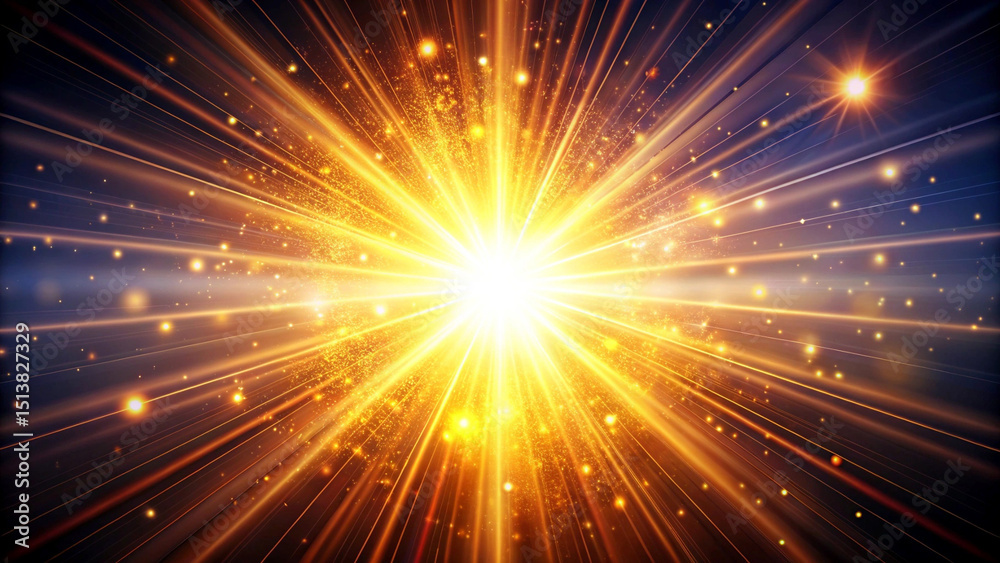 Fototapeta premium Golden Light Rays Radiating From Central Point