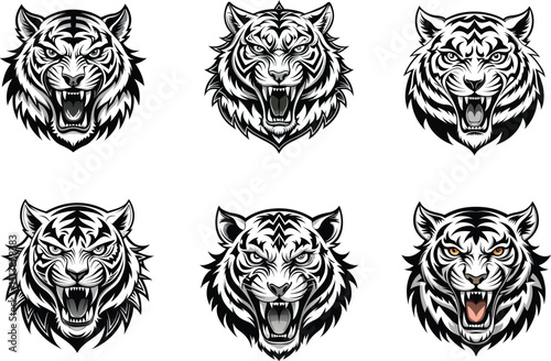 Fierce Tribal Roaring Tiger Head Vector Design
