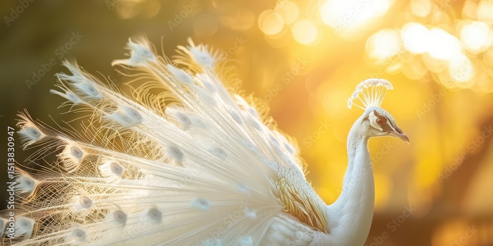 Obraz premium white peacock in daylight sunny day