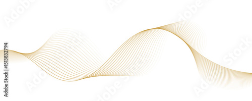 Abstract golden linear background. Flowing particles future technology concept abstract gradient and gold wave curve lines banner.