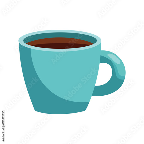 Cup of strong coffee semi flat color vector object. Energy drink. Editable element. Full body item on white. Beverage simple cartoon style illustration for web graphic design and animation