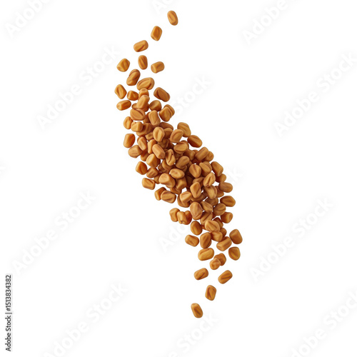 Fenugreek seeds floating in mid air