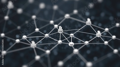 Futuristic Blockchain Network A Classic Black and White Isometric Illustration