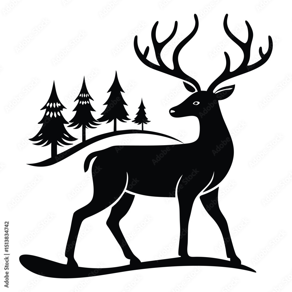 Obraz premium deer in the forest silhouette