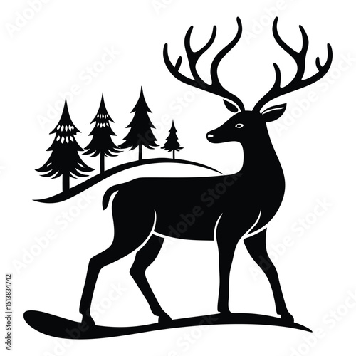 deer in the forest  silhouette