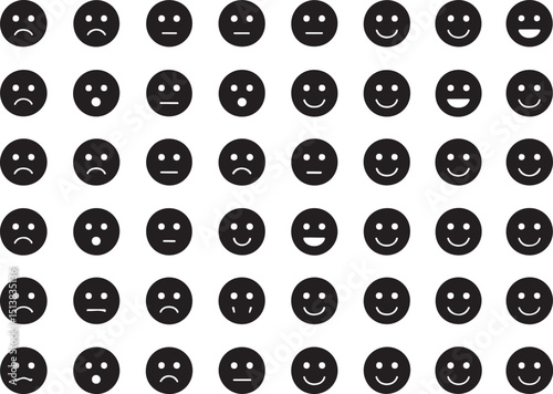 Collection of feedback emoticons for rating satisfaction scales a set of facial expression icons for user experience design