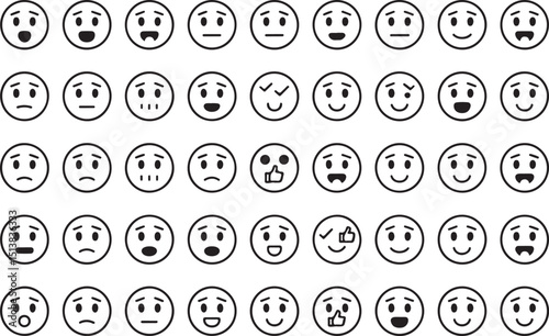 High resolution feedback faces emoticon set for rating satisfaction scale