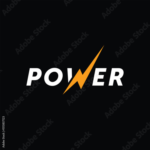 typography text power logo design vector template