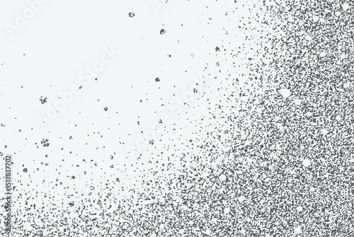Stippling trail in monochrome with a scattered dot wave and mist texture. Floating grain particles in abstract fluid composition