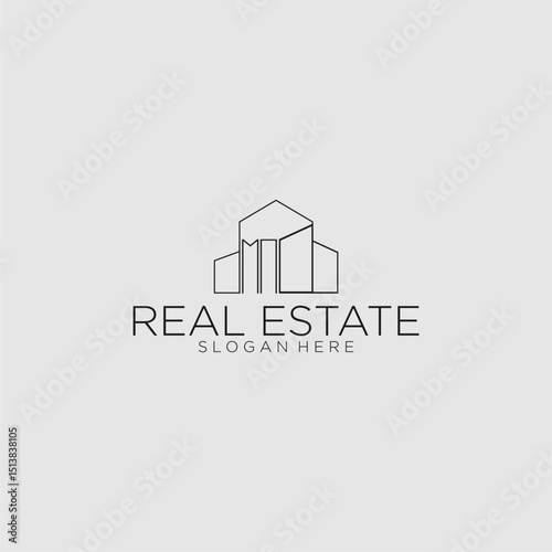 MN initial monogram logo for real estate with luxury building style